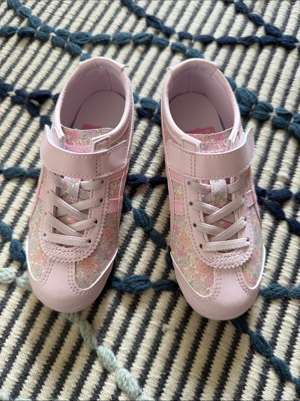 Onitsuka Tiger by Asics Pink Floral Kids Velcro Sneakers